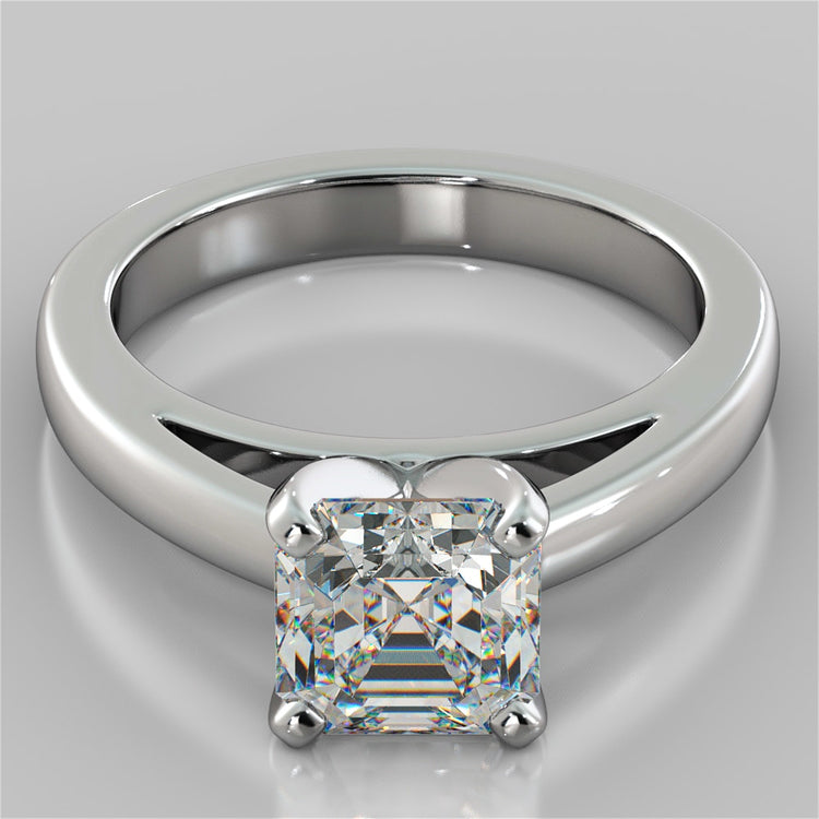 Lab Grown Diamond Asscher Cut Cathedral Style Engagement Ring