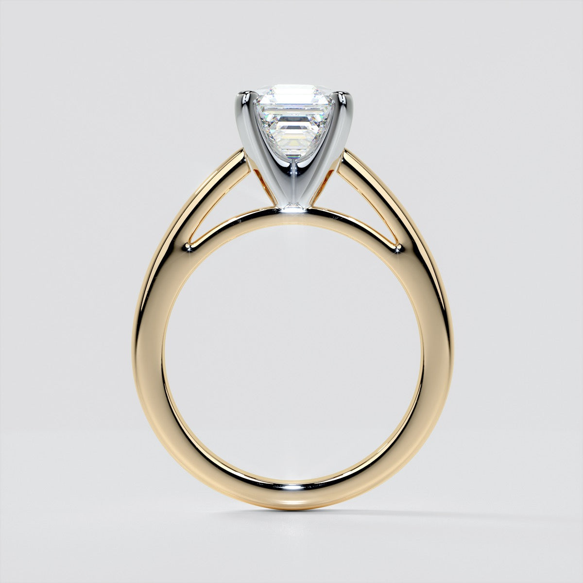 Asscher Cut Cathedral Style Engagement Ring