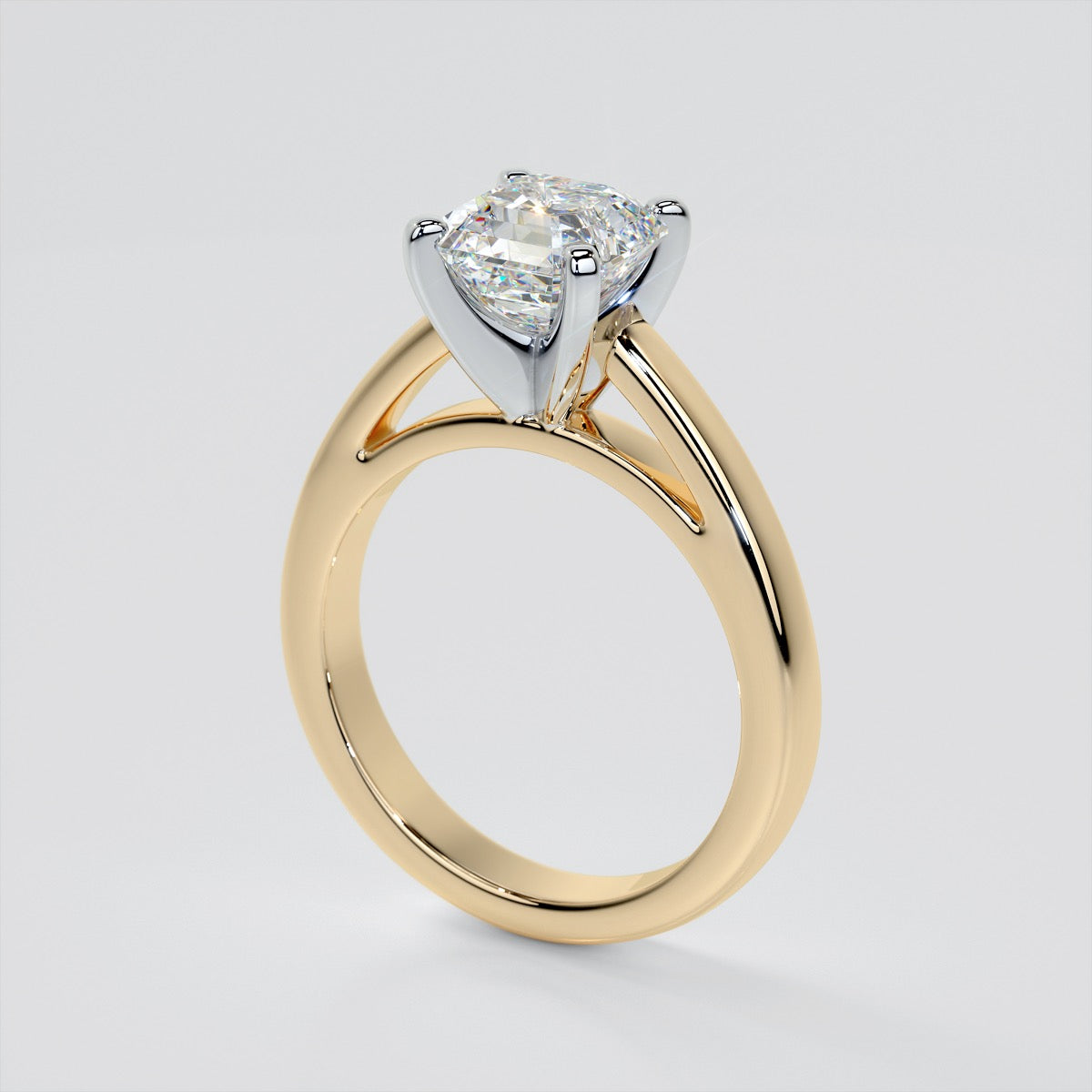 Asscher Cut Cathedral Style Engagement Ring