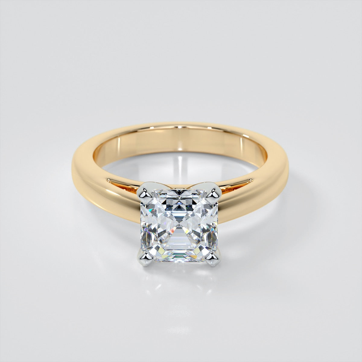Asscher Cut Cathedral Style Engagement Ring