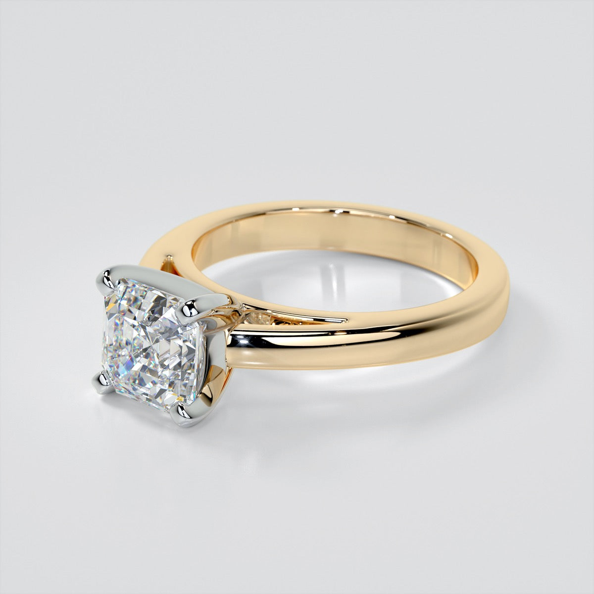 Lab Grown Diamond Asscher Cut Cathedral Style Engagement Ring