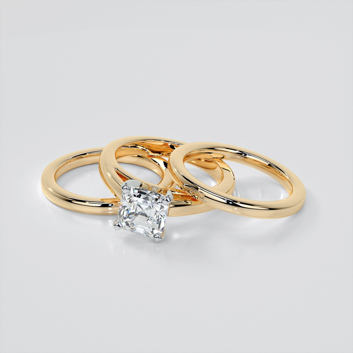 Asscher Cut Cathedral Style Engagement Ring