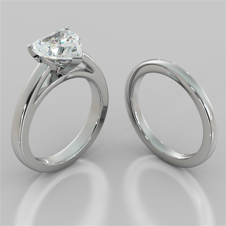 Lab Grown Diamond Heart Cut Cathedral Style Engagement Ring