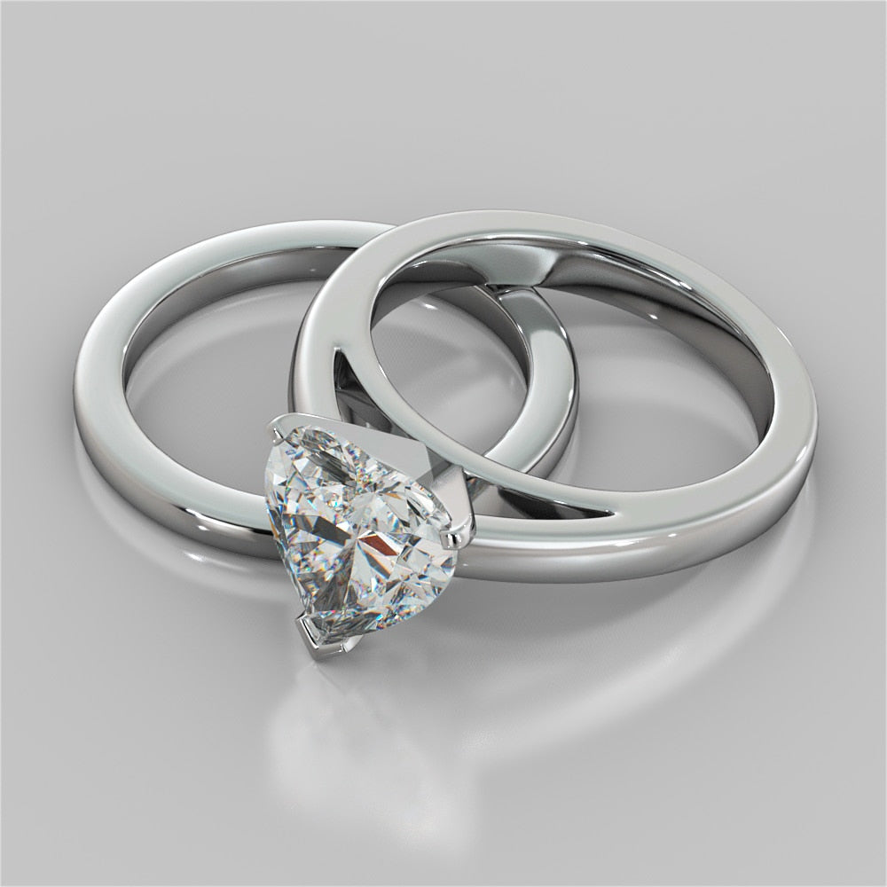 Lab Grown Diamond Heart Cut Cathedral Style Engagement Ring