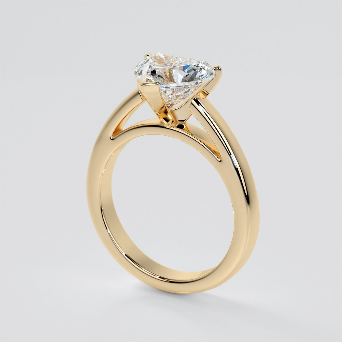Lab Grown Diamond Heart Cut Cathedral Style Engagement Ring