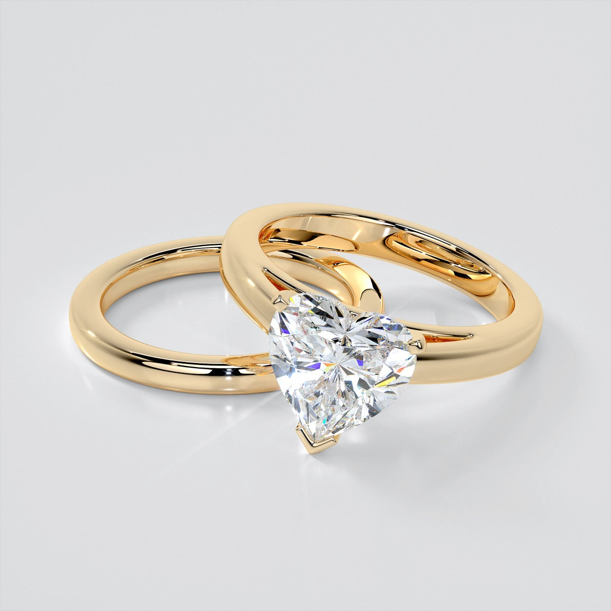 Lab Grown Diamond Heart Cut Cathedral Style Engagement Ring