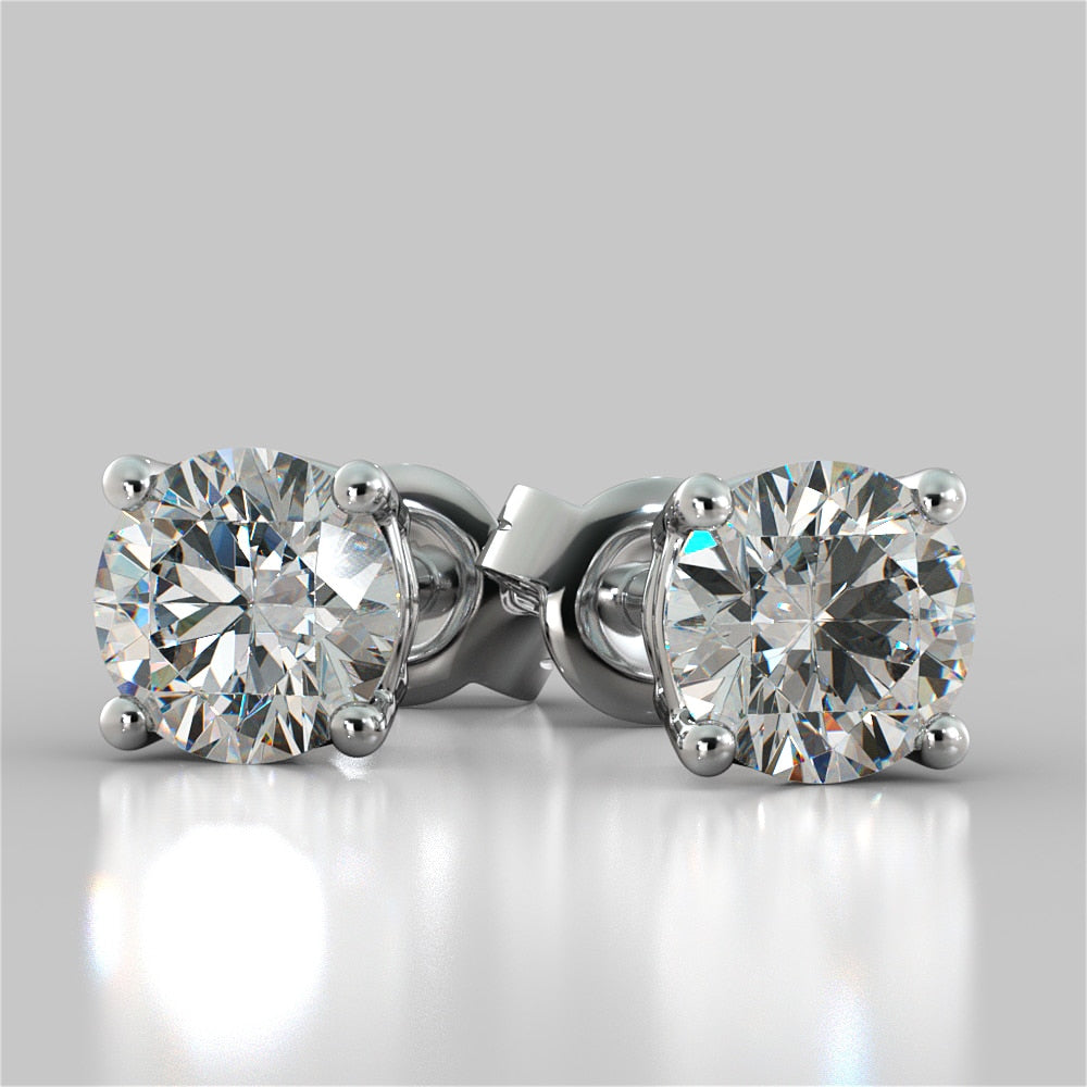 1.0CTW Round Cut Stud Earrings in 14K White Gold (0.50Ct Each)