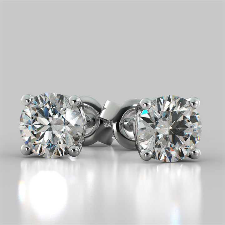 2.0CTW Round Cut Stud Earrings in 14K White Gold (1.0Ct Each)