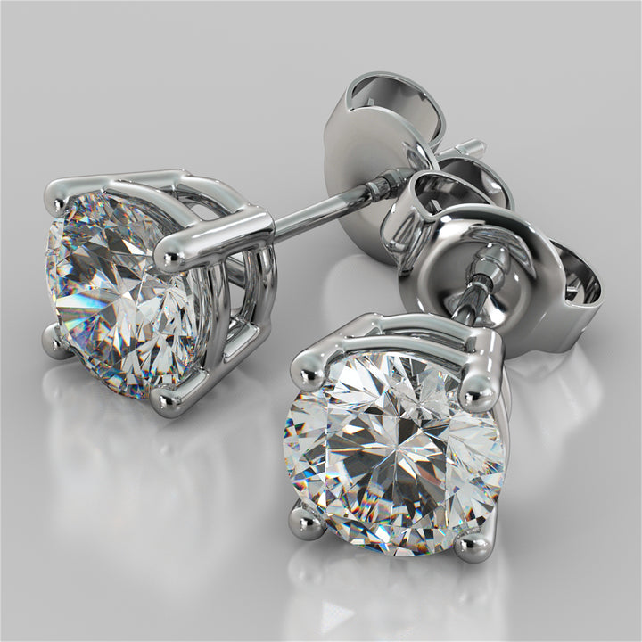 2.0CTW Round Cut Lab Grown Diamond Stud Earrings