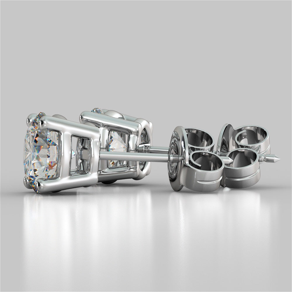 6.0CTW Round Cut Stud Earrings set in 14K White Gold (3.0CT Each)