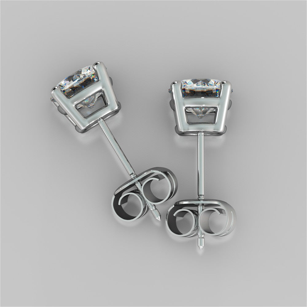 2.0CTW Round Cut Stud Earrings in 14K White Gold (1.0Ct Each)
