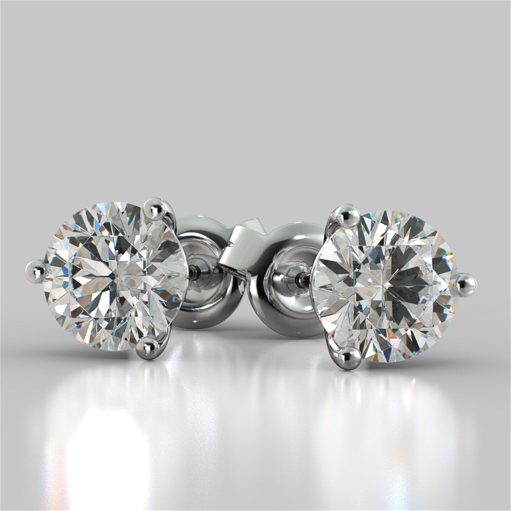 Lab Grown Diamond Martini Style Round Cut Stud Earrings