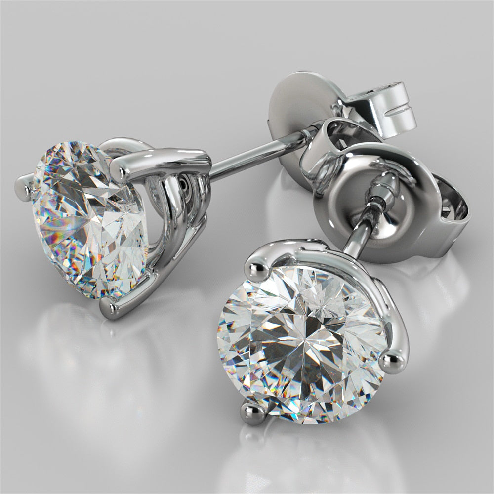 Lab Grown Diamond Martini Style Round Cut Stud Earrings