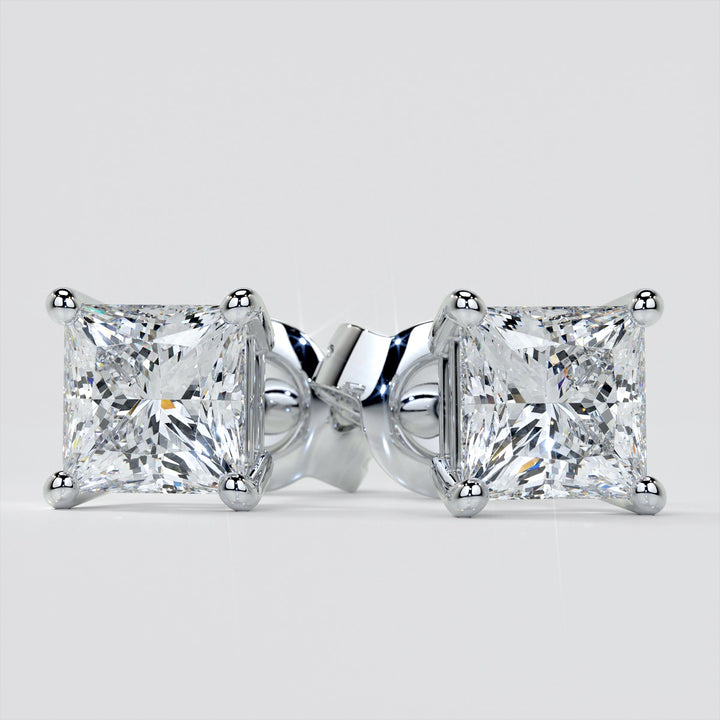 Princess Cut Lab Grown Diamond Stud Earrings