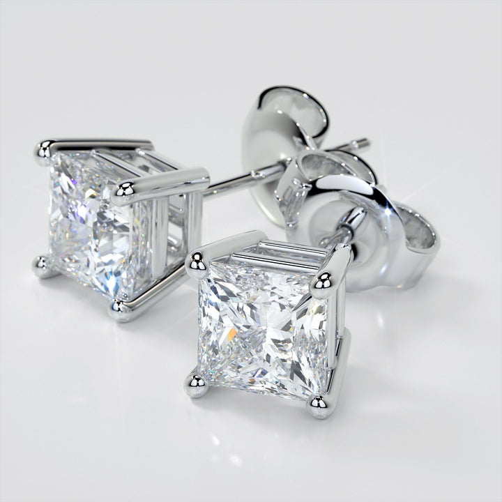 Princess Cut Lab Grown Diamond Stud Earrings