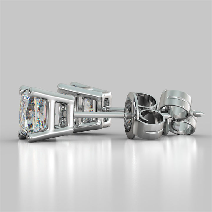 2.0CT Princess Cut Stud Earrings in 14K White Gold (1.0Ct Each)