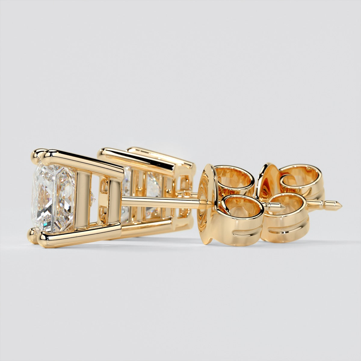 2.0CT Princess Cut Stud Earrings in 14K White Gold (1.0Ct Each)