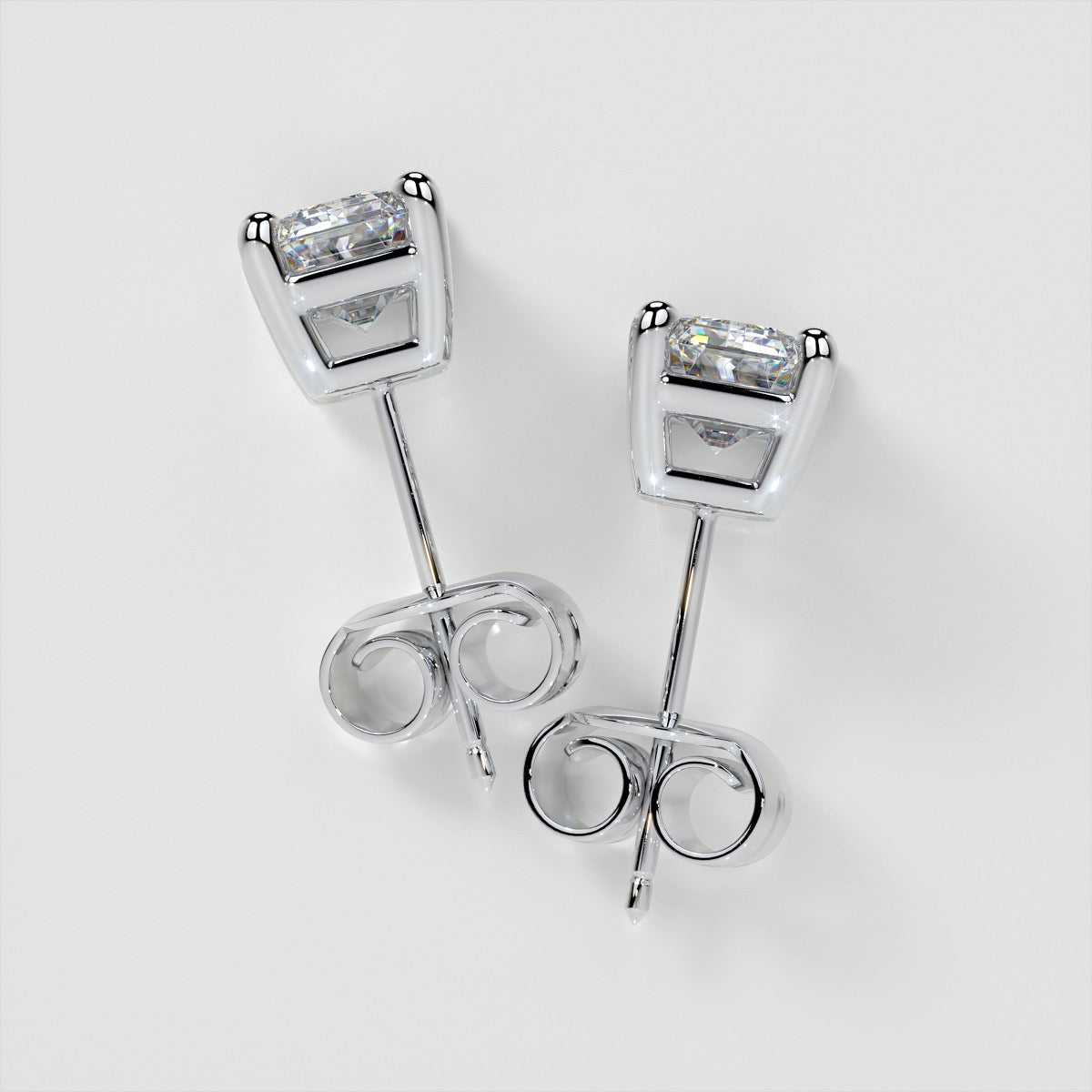 Emerald Cut Stud Earrings