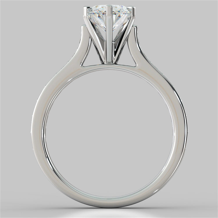 Lab Grown Diamond Oval Cut Cathedral Style Channel Engagement Ring With Accents