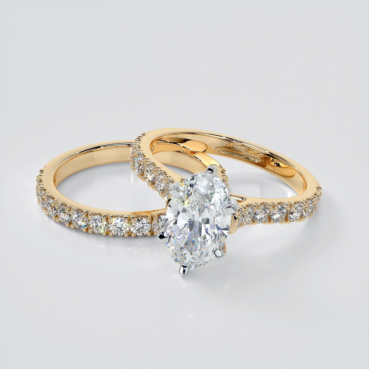 Oval Cut Cathedral Scallop Style Engagement Ring With Accents