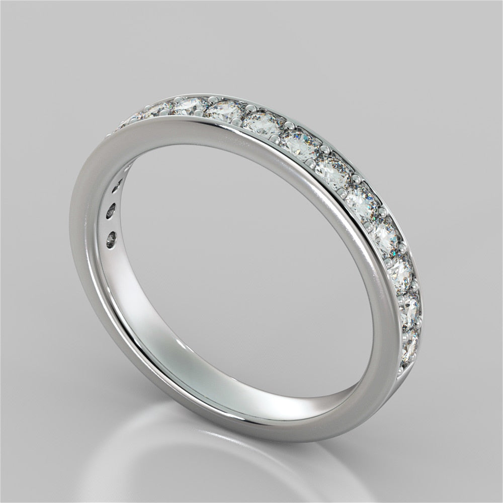 Round Cut Cathedral Style Channel Engagement Ring With Accents