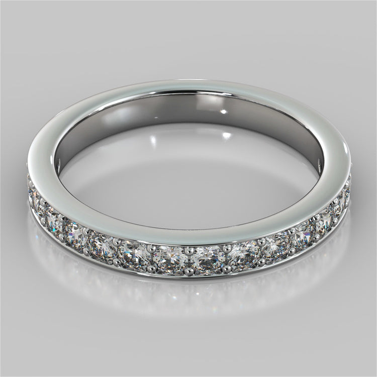 Lab Grown Diamond Round Cut Cathedral Style Channel Engagement Ring With Accents