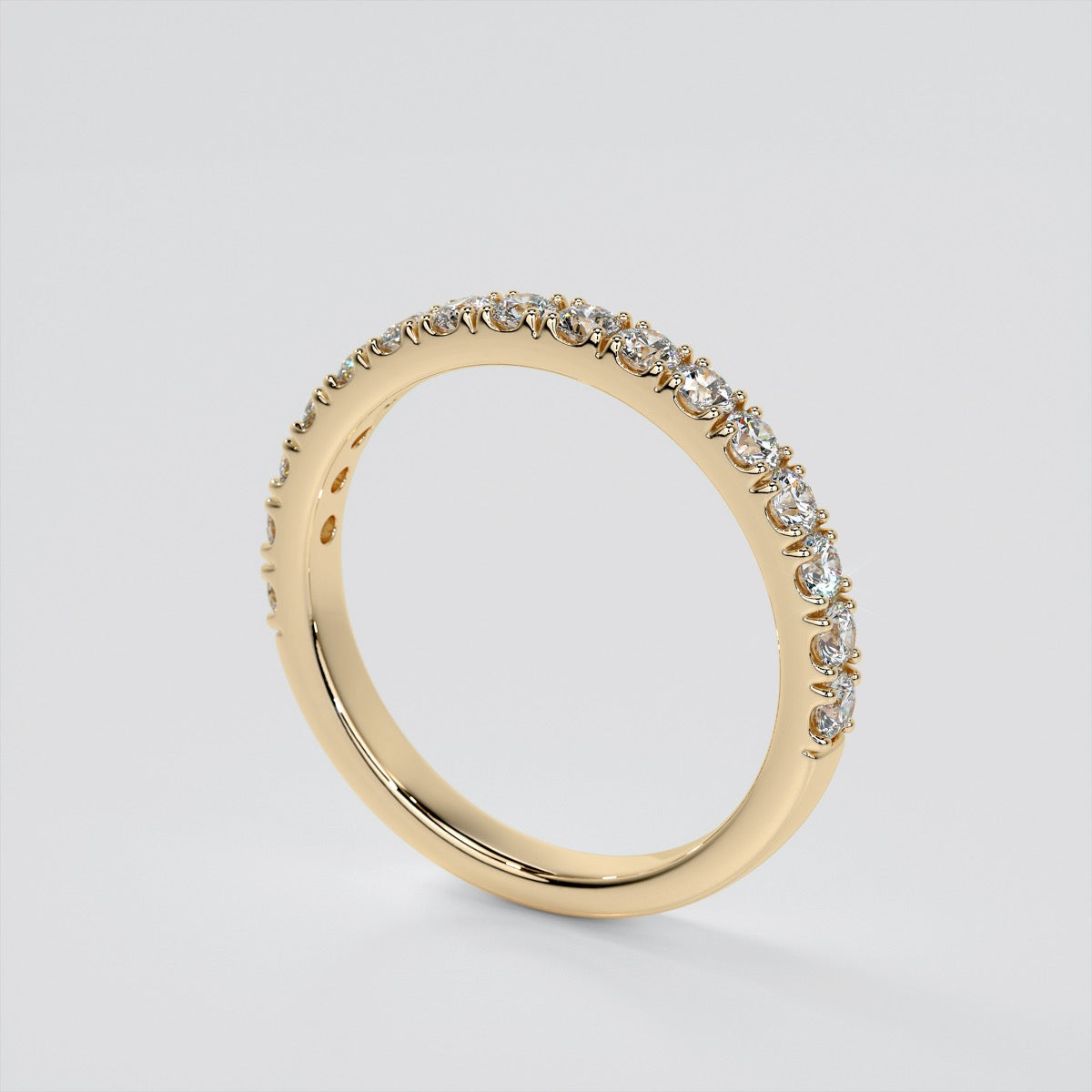 Round Cut Cathedral Scallop Style Engagement Ring With Accents