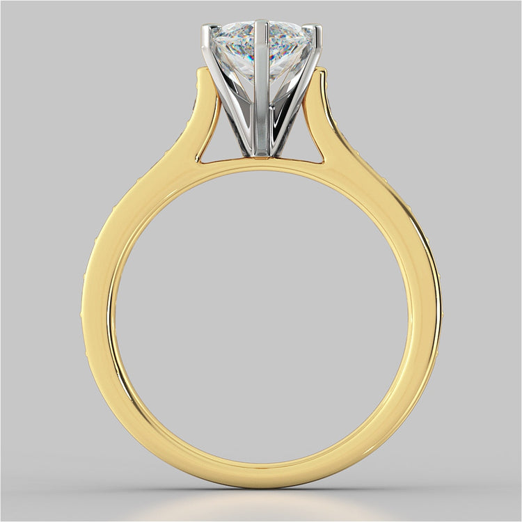 Marquise Cut Cathedral Style Channel Engagement Ring With Accents