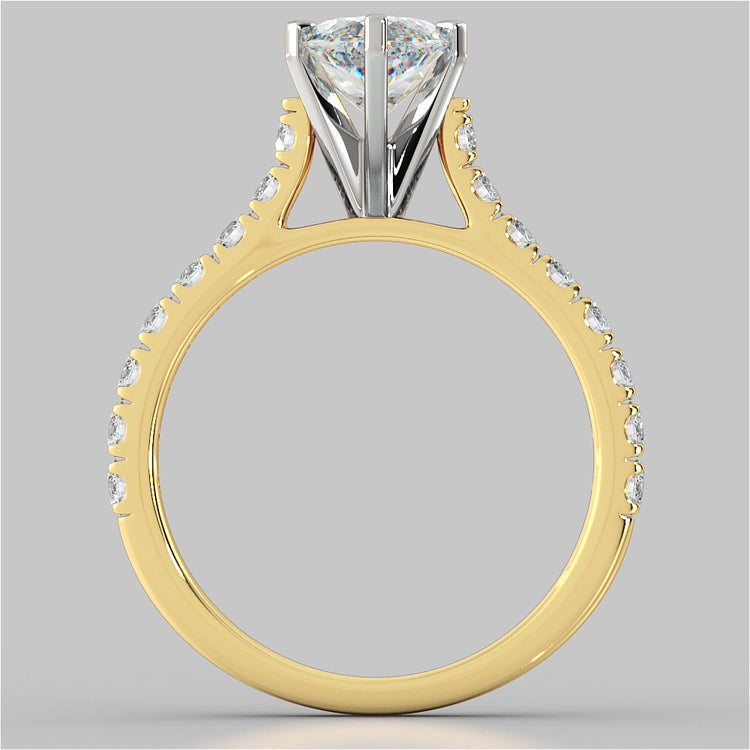 Marquise Cut Cathedral Scallop Style Engagement Ring With Accents