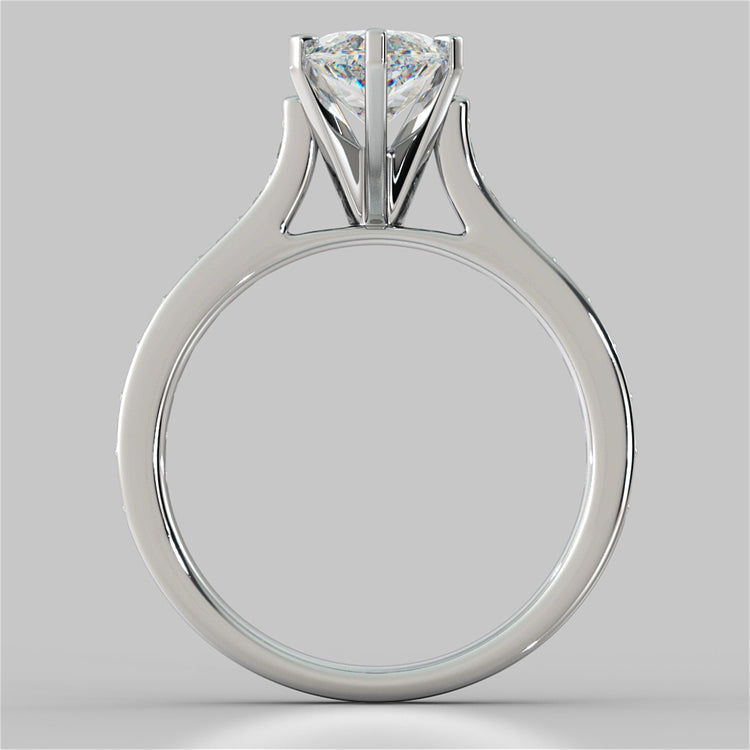 Marquise Cut Cathedral Style Channel Engagement Ring With Accents