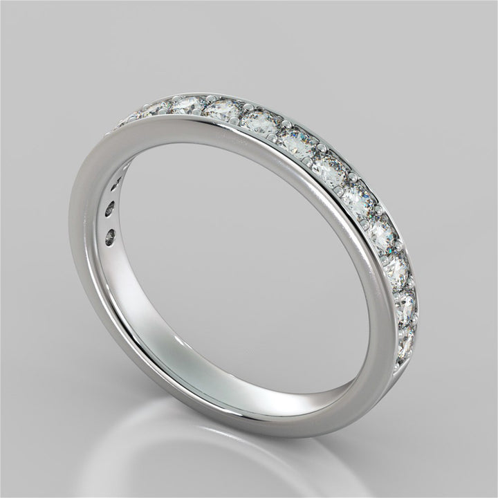 Lab Grown Diamond Cushion Cut Cathedral Style Channel Engagement Ring With Accents