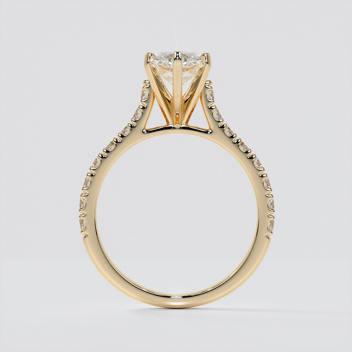 Marquise Cut Cathedral Scallop Style Engagement Ring With Accents