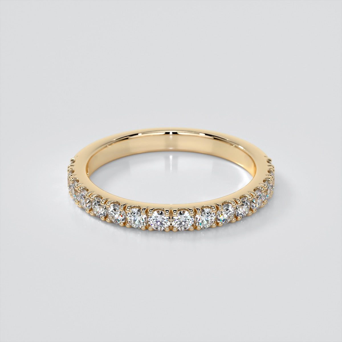 Round Cut Scallop Style Wedding Band With Accents
