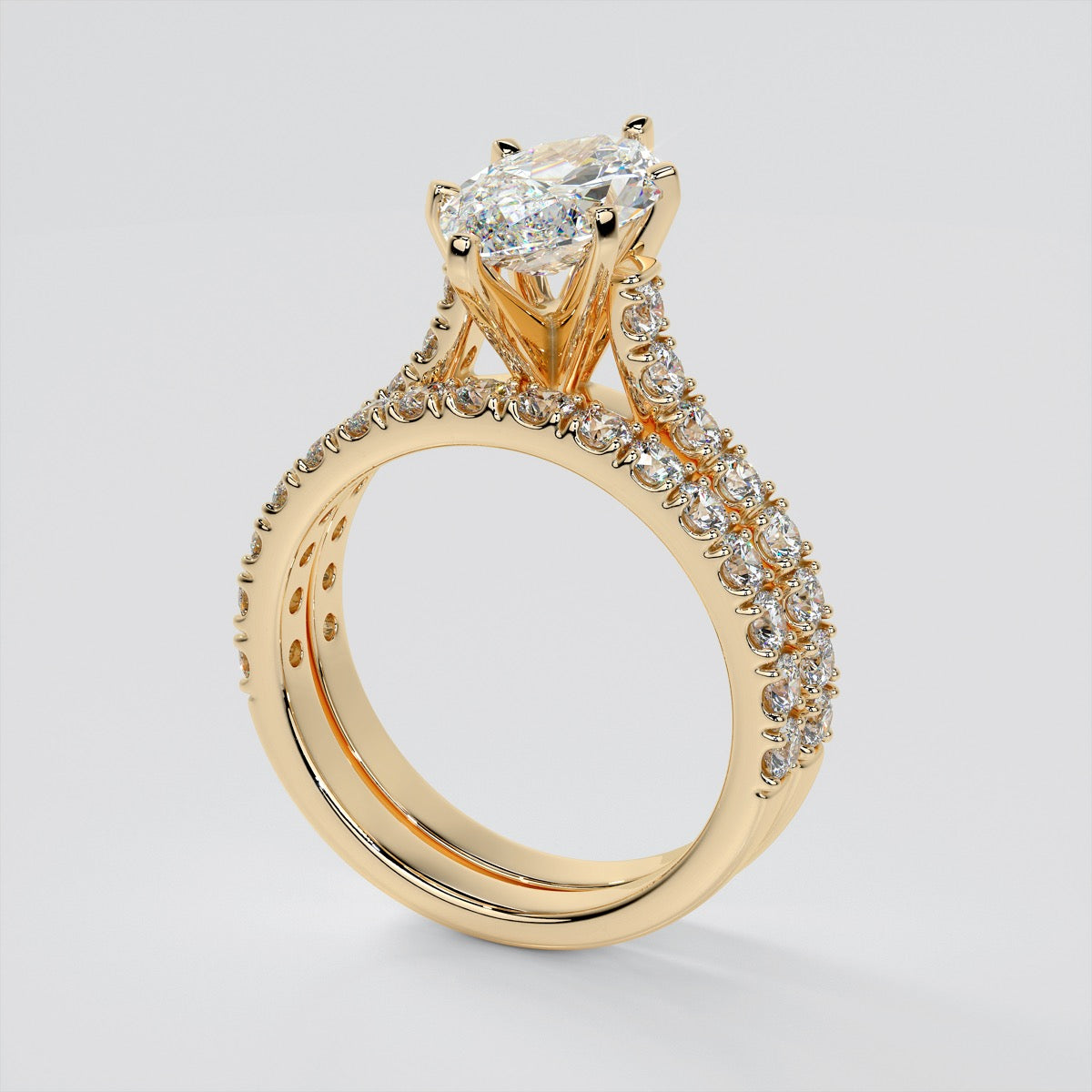 Marquise Cut Cathedral Scallop Style Engagement Ring With Accents