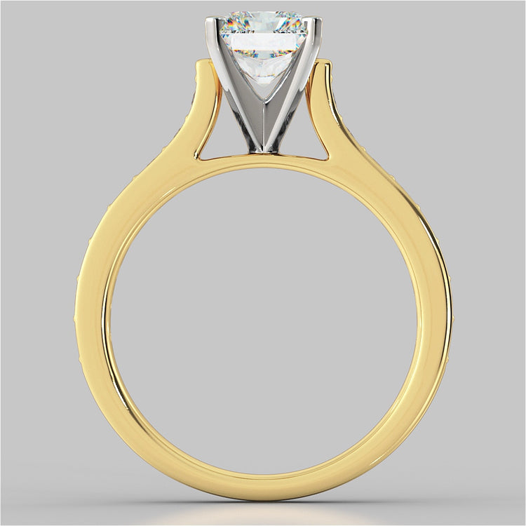 Lab Grown Diamond Radiant Cut Cathedral Style Channel-set Engagement Ring With Accents