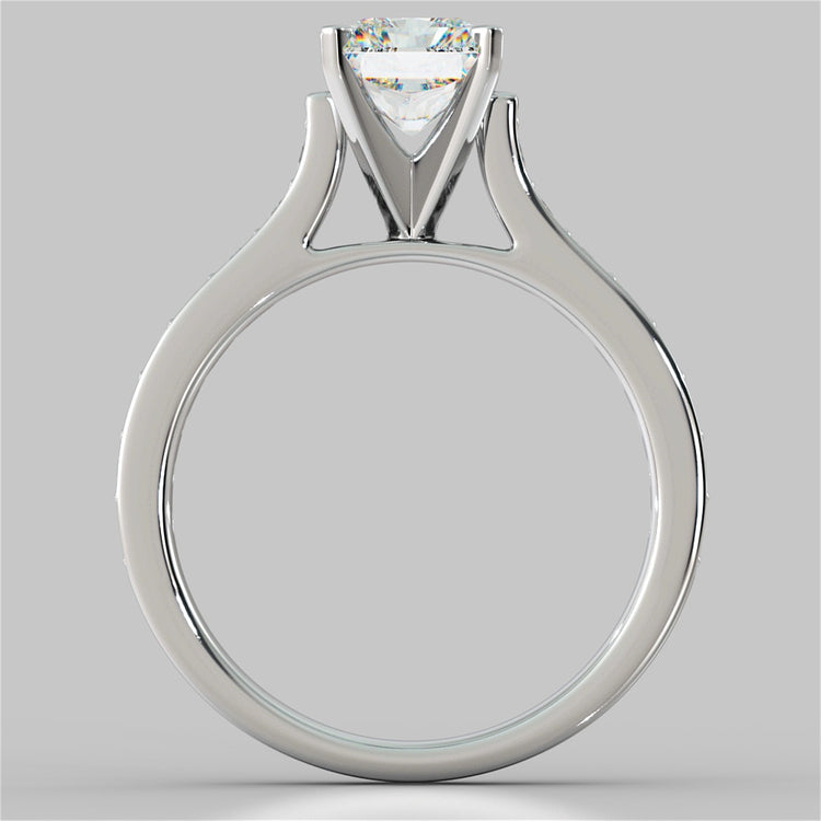 Lab Grown Diamond Radiant Cut Cathedral Style Channel-set Engagement Ring With Accents