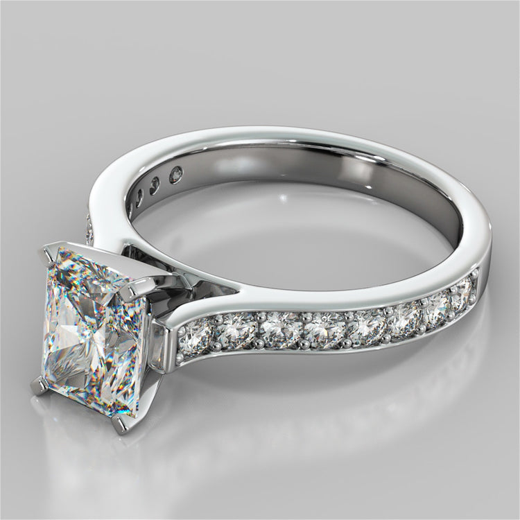 Radiant Cut Cathedral Style Channel-set Engagement Ring With Accents