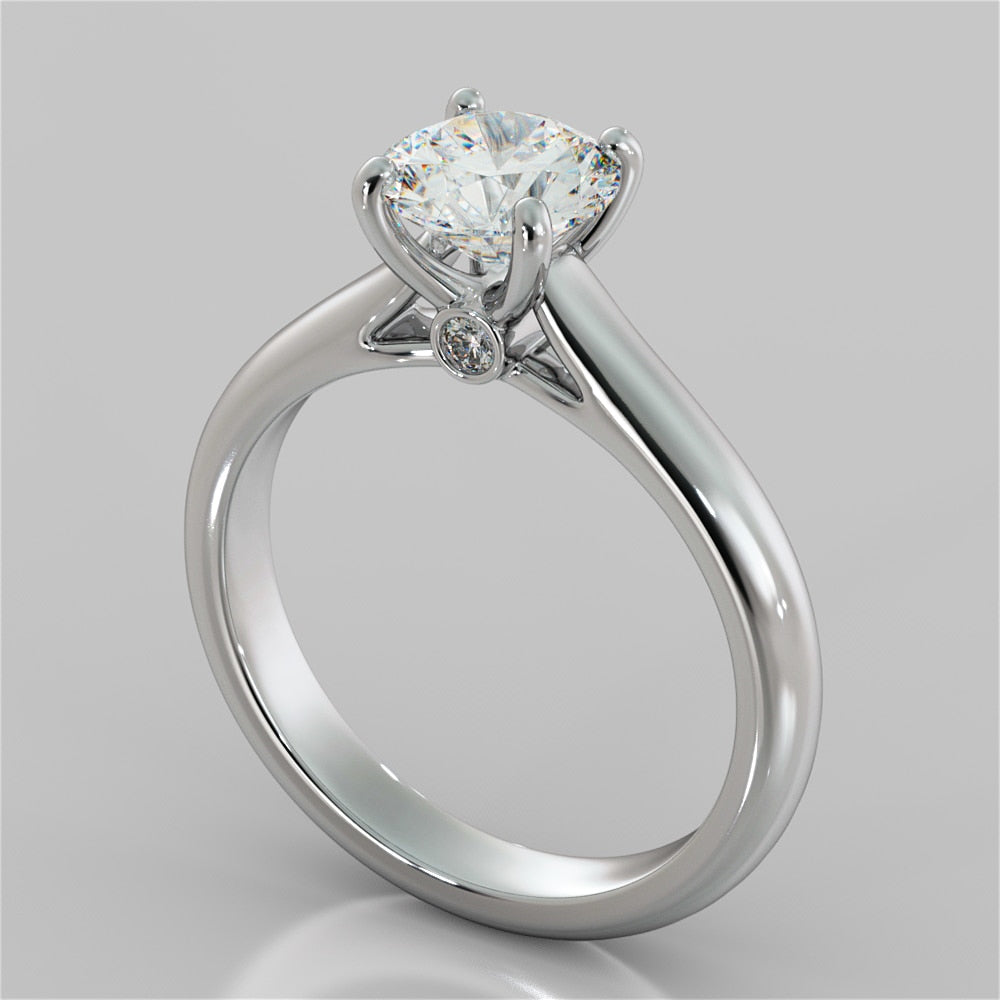 Round Cut Accented Cathedral Wedding Set With 2 Matching Bands