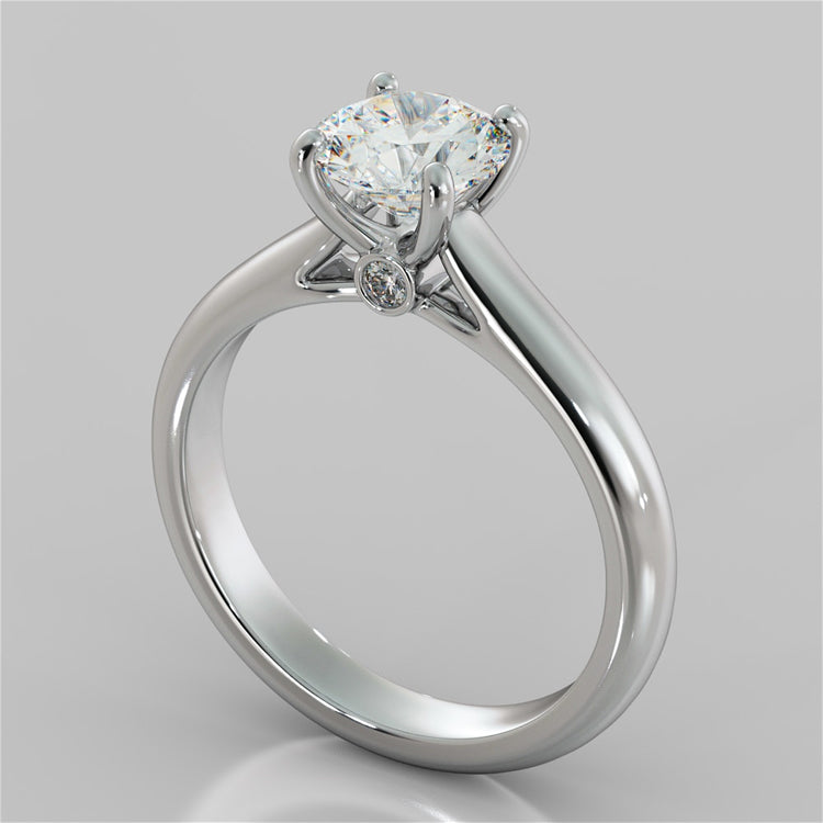 Lab grown Diamond Round Cut Cathedral Engagement Ring With Accents