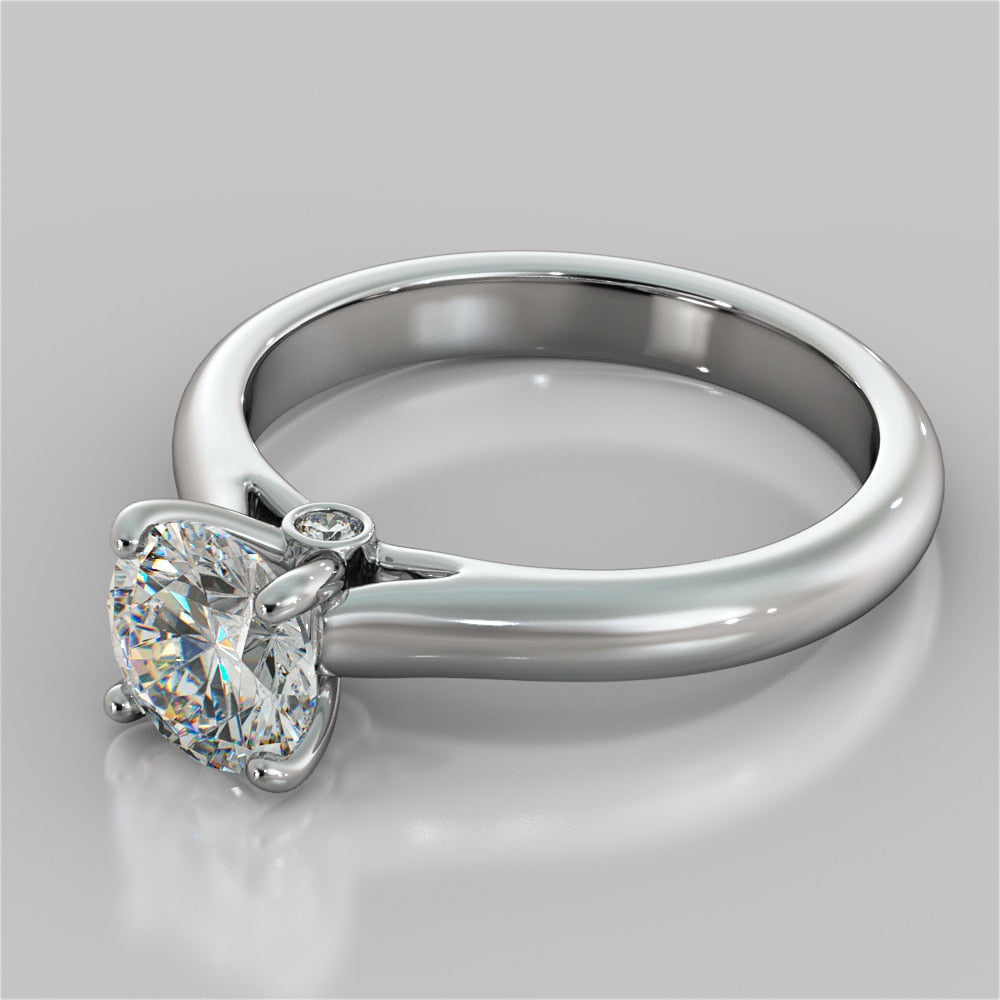 Round Cut Accented Cathedral Wedding Set With 2 Matching Bands