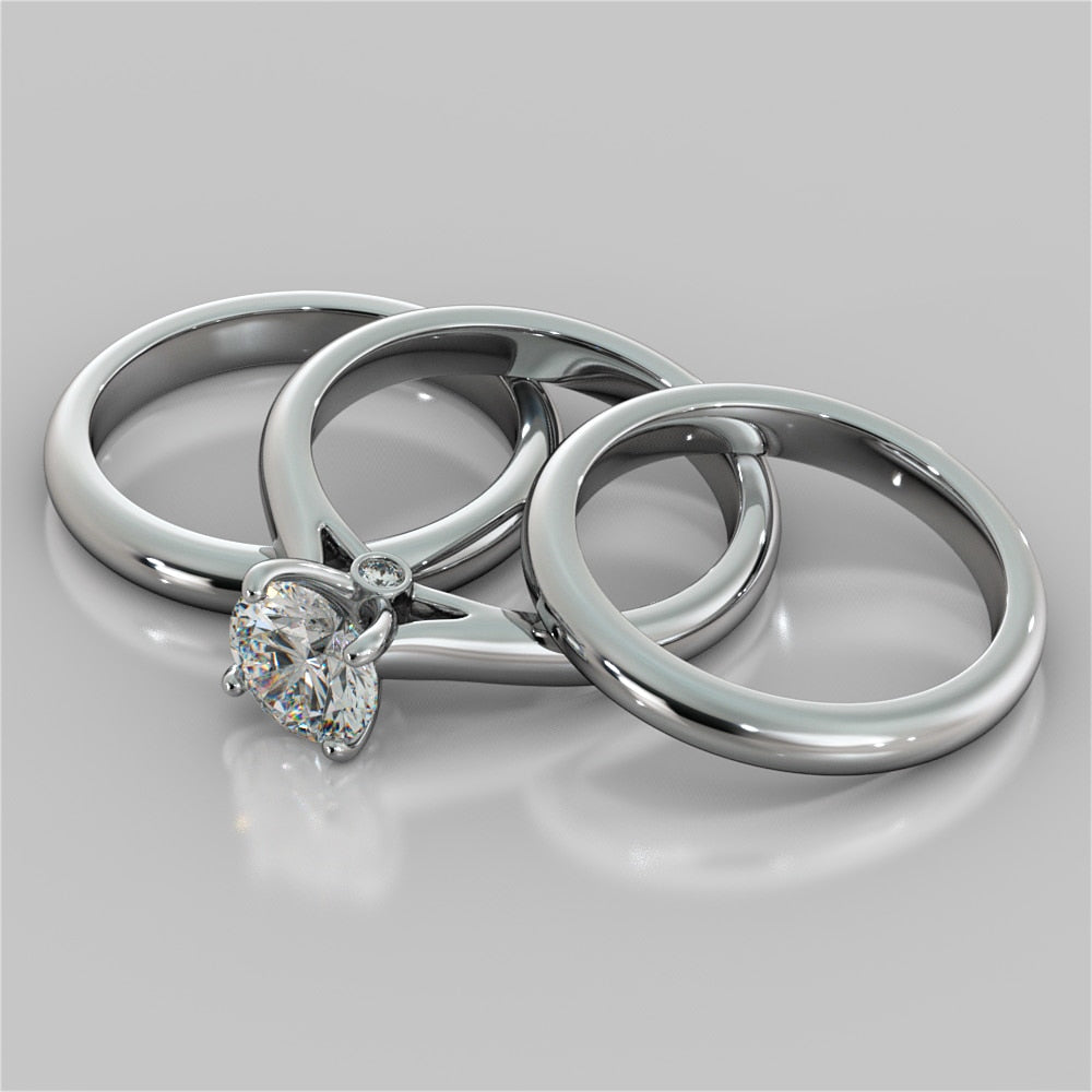 Round Cut Cathedral Wedding Set With Side Accents