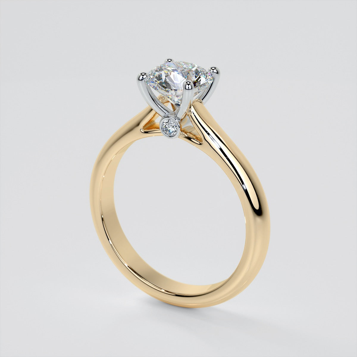 Round Cut Accented Cathedral Wedding Set With 2 Matching Bands