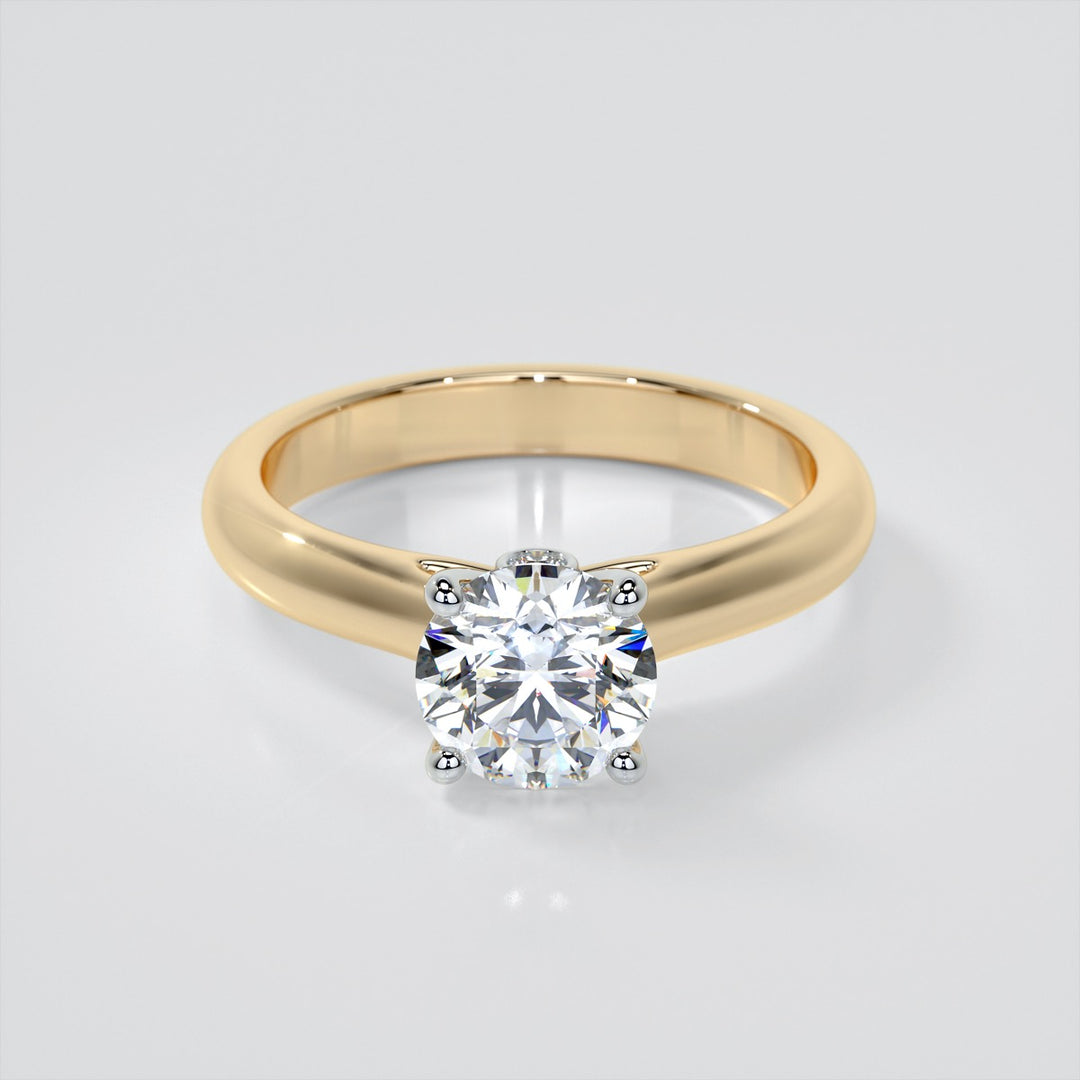 Round Cut Accented Cathedral Wedding Set With 2 Matching Bands