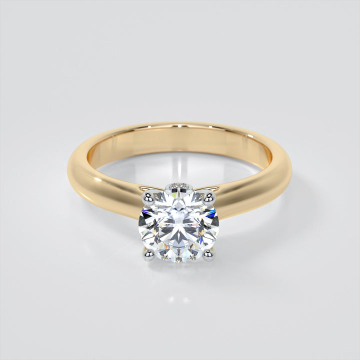 Round Cut Accented Cathedral Wedding Set With 2 Matching Bands