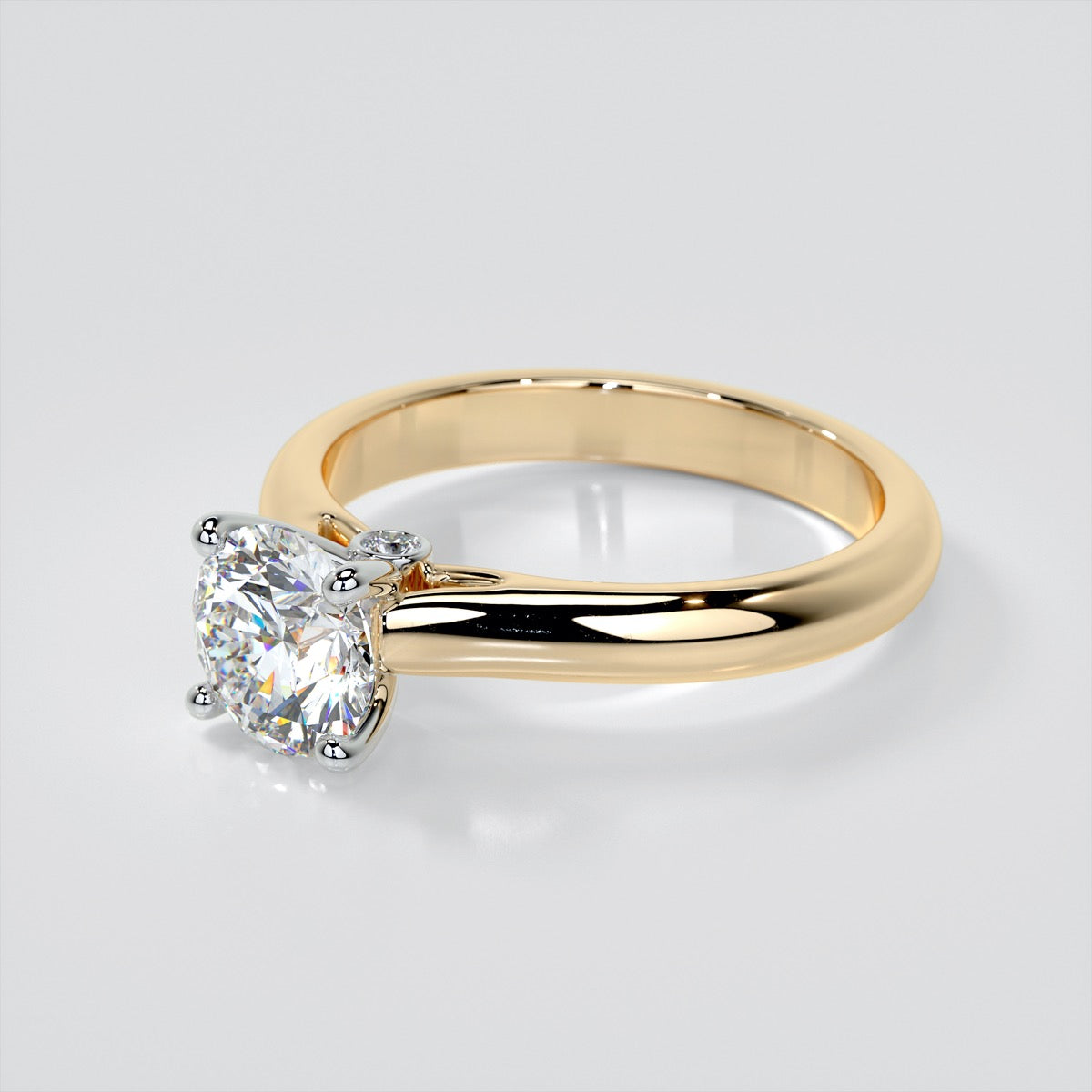 Lab grown Diamond Round Cut Cathedral Engagement Ring With Accents