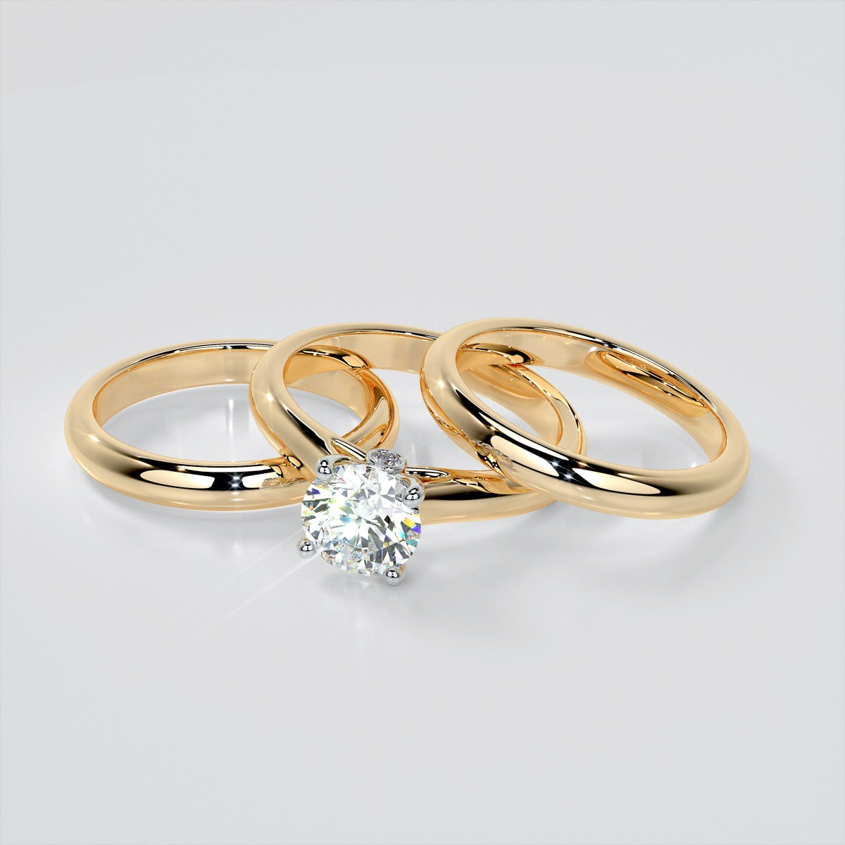 Lab grown Diamond Round Cut Cathedral Engagement Ring With Accents