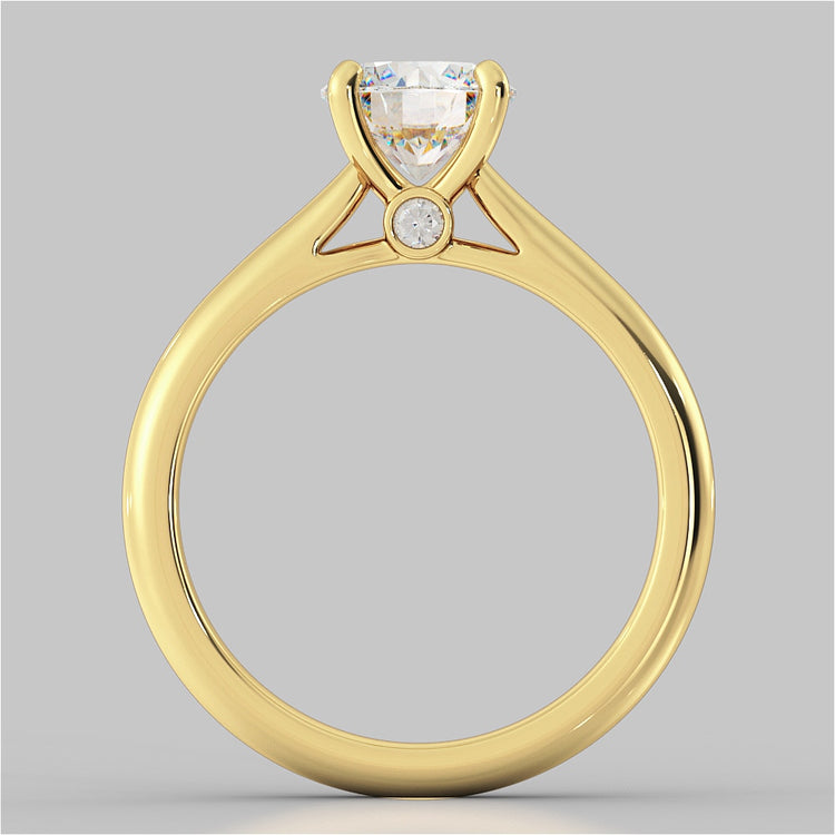 Lab grown Diamond Round Cut Cathedral Engagement Ring With Accents