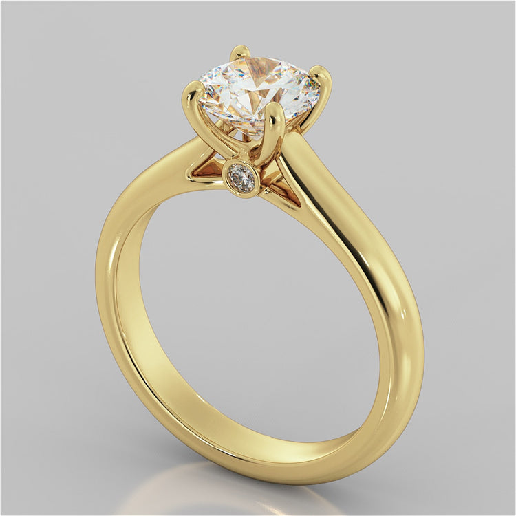 Lab grown Diamond Round Cut Cathedral Engagement Ring With Accents