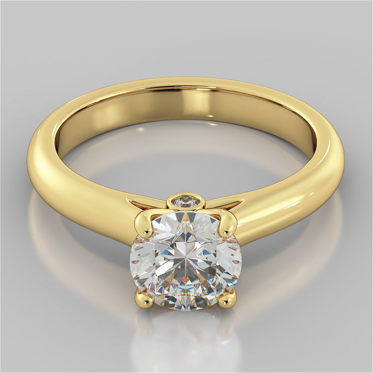 Lab grown Diamond Round Cut Cathedral Engagement Ring With Accents