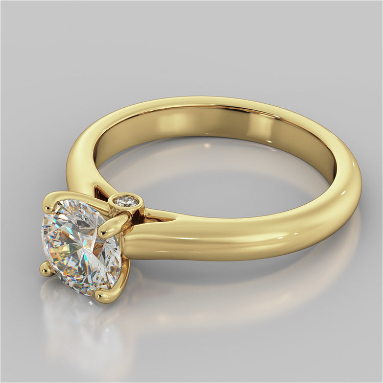 Lab grown Diamond Round Cut Cathedral Engagement Ring With Accents